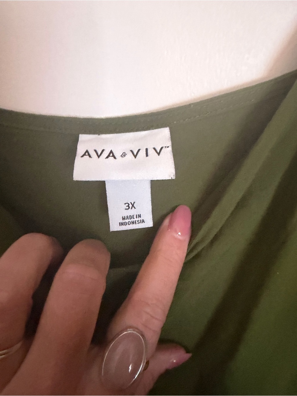 Ava & Viv Olive Green Tiered Midi Dress - Picture 3 of 4